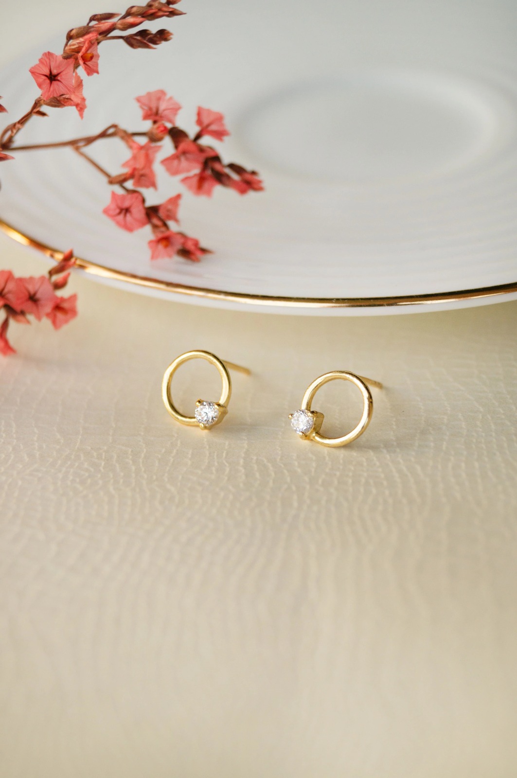 Circle Diamond Stud Earrings