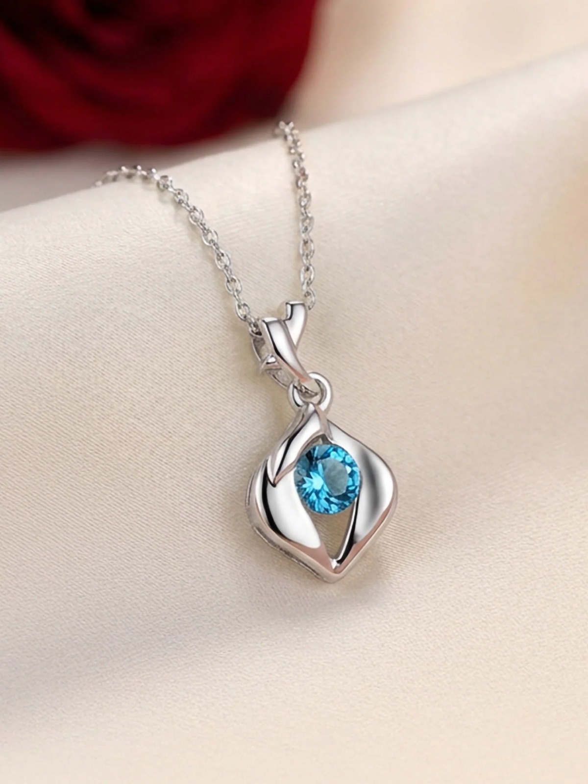 Aqua Drop Pendant Necklace